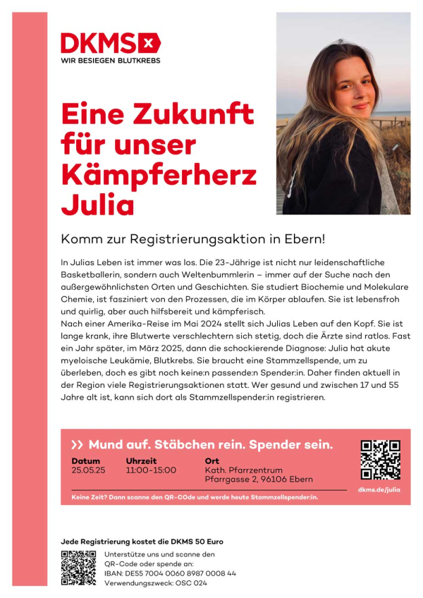 Komm zur DKMS Registrierungsaktion in Ebern!