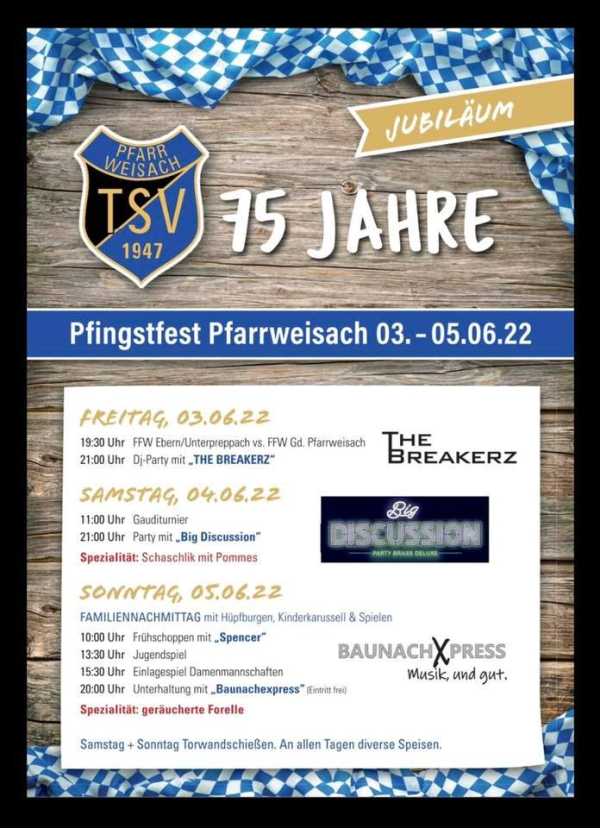 TSV Pfarrweisach feiert 75-j&auml;hriges Jubil&auml;um