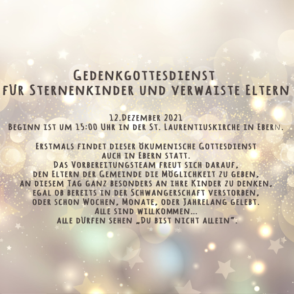 Gedenkgottesdienst f&uuml;r Sternenkinder und verwaiste Eltern