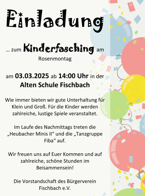Kinderfasching in Fischbach