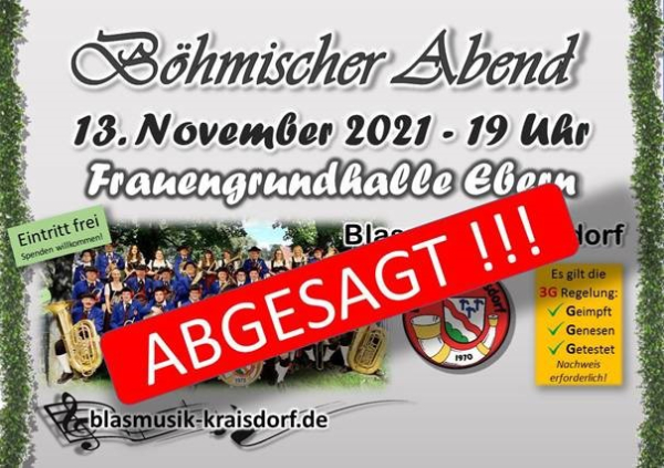 B&ouml;hmischer Abend abgesagt