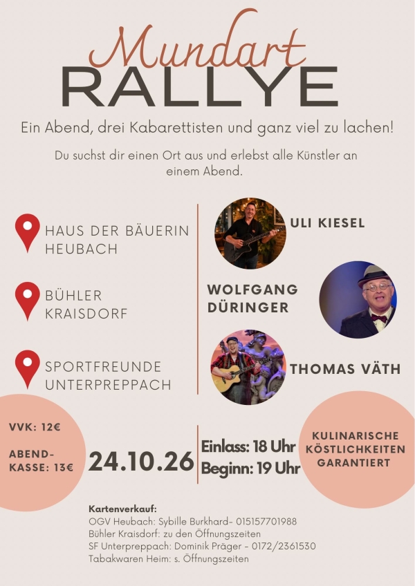 Mundart Rallye 2026 &ndash; Lachen garantiert !