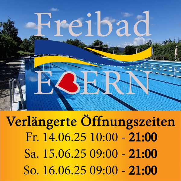 "Verl&auml;ngerte &Ouml;ffnungszeiten im Freibad Ebern" vom 13.&ndash;15. Juni 2025