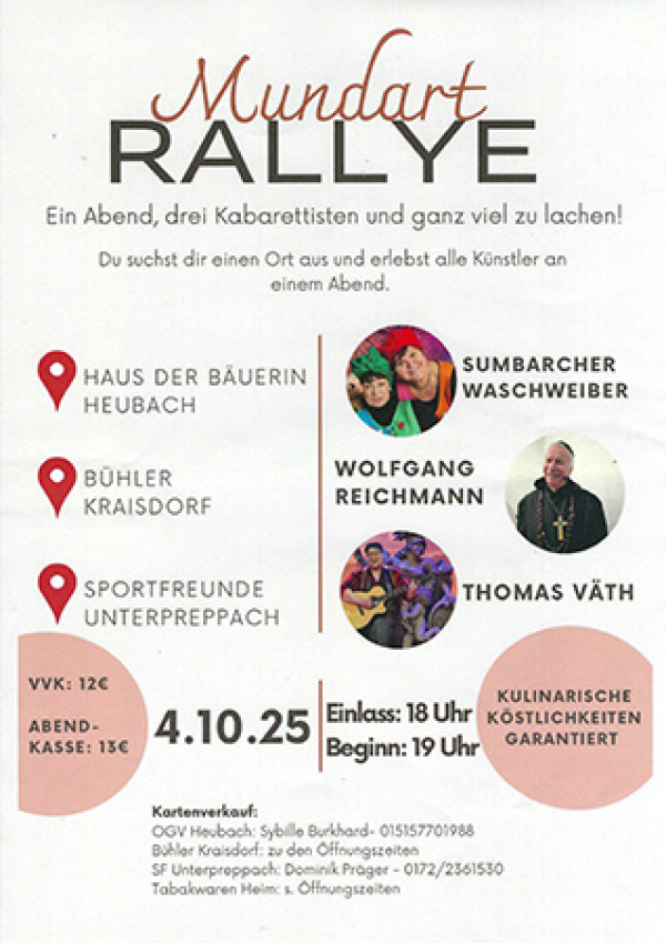 Mundart Rallye - Ein Abend, drei Kabarettisten und ganz viel zu lachen!