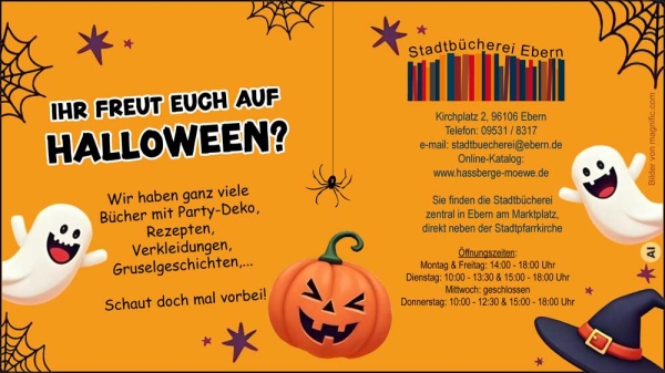 Halloween steht vor der T&uuml;r &ndash; seid ihr bereit f&uuml;r schaurig-sch&ouml;nen Lesespa&szlig; aus der Eberner Stadtb&uuml;cherei?