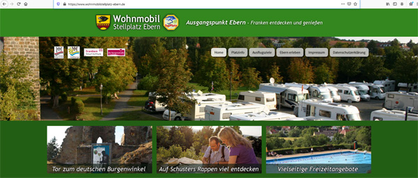 Homepage des Wohnmobil Stellplatz Ebern aktualisiert